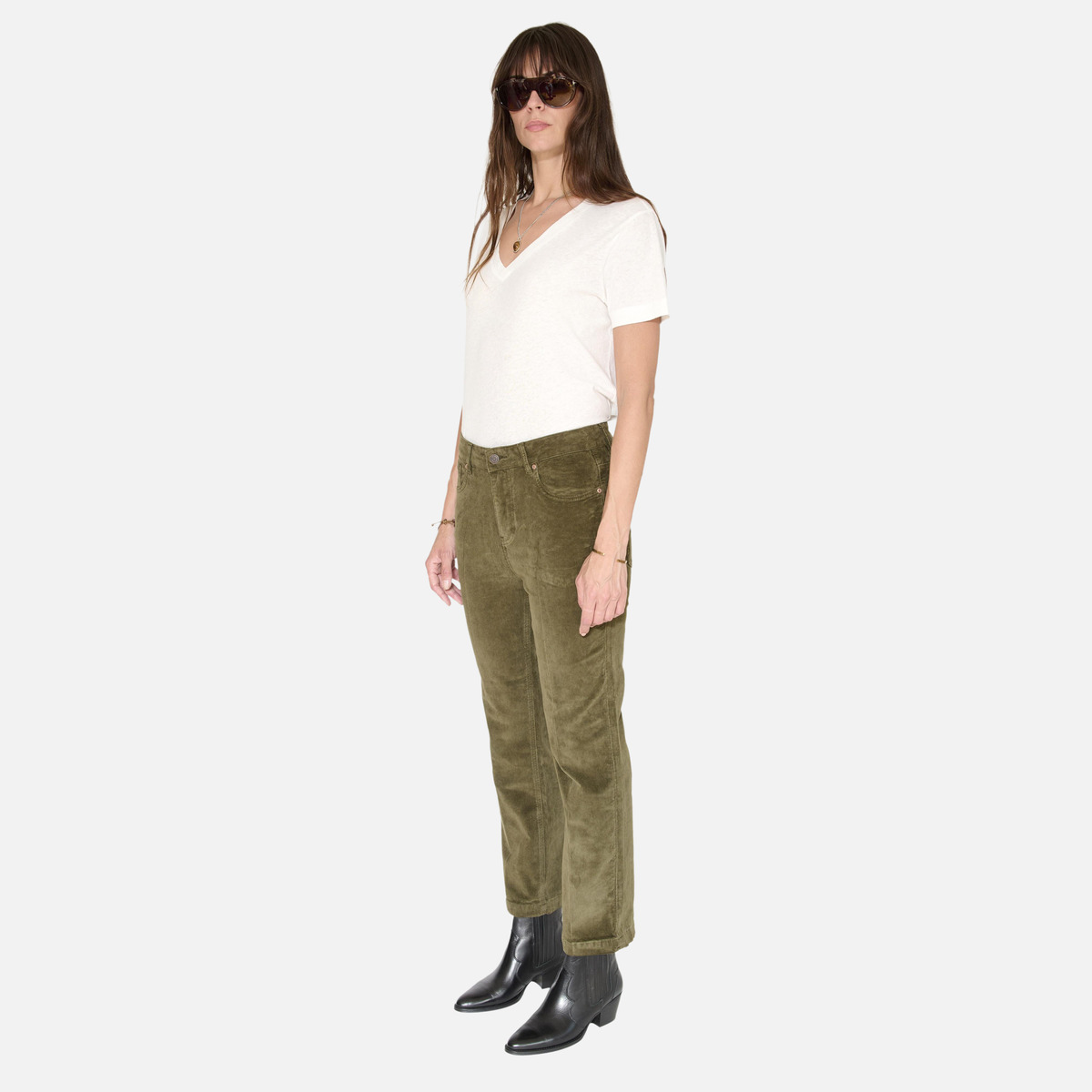 Pantalon THE LINDA VELVET kaki, MKT STUDIO