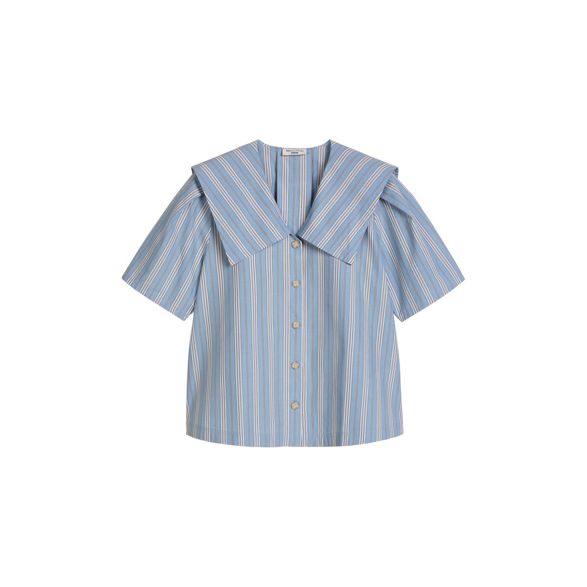 Blouse de marin rayée relaxed en popeline Papertouch bleu, MARC O’POLO DENIM