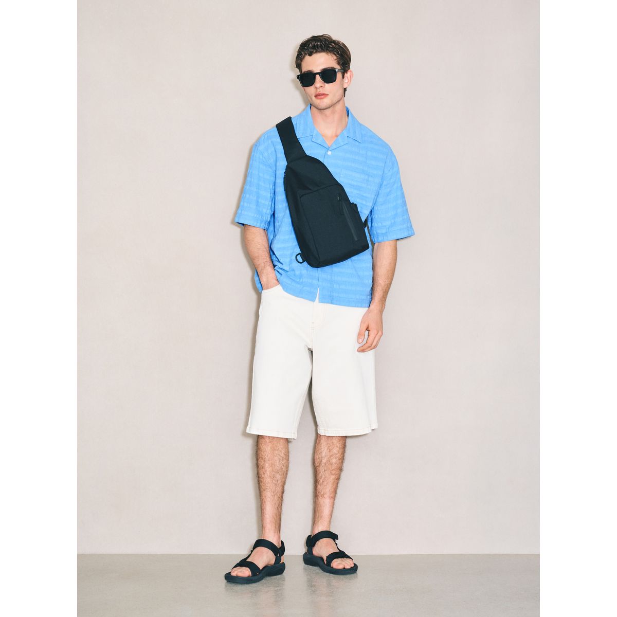 Chemise en étamine texturée edit bleu, NEXT