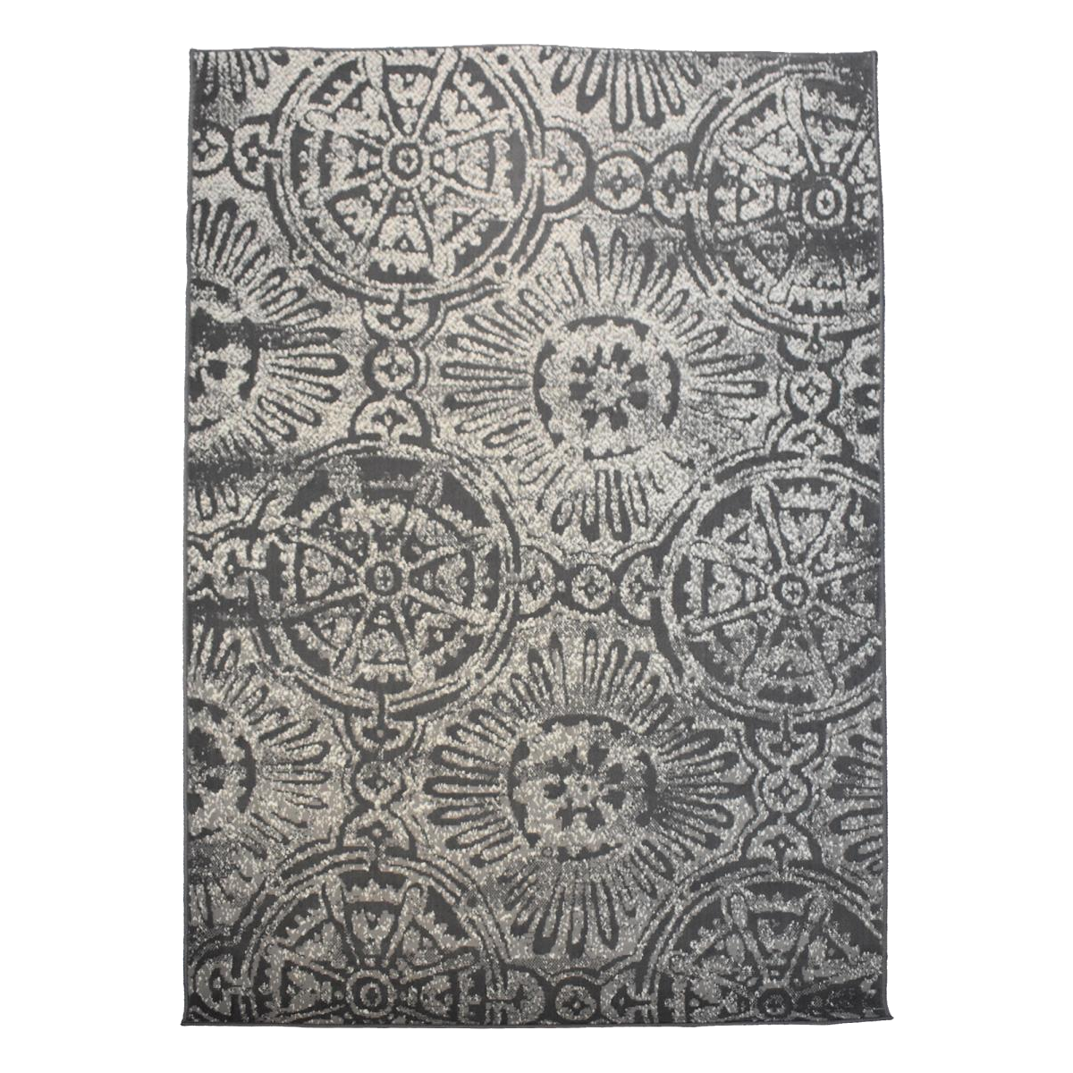 Tapis salon et chambre tissé motif rétro-vintage LYN1 TRANBY gris, beige, UN AMOUR DE TAPIS
