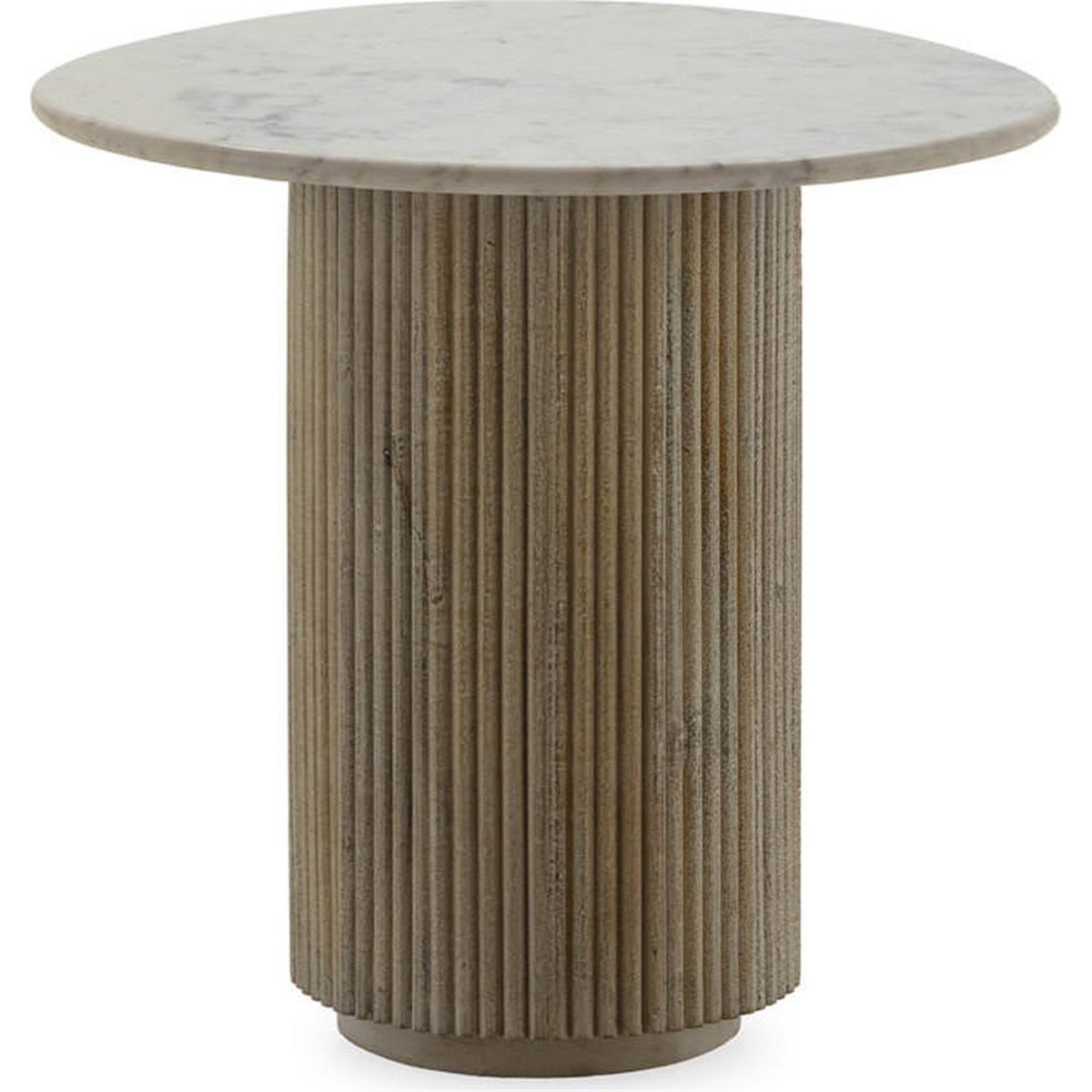 Table d'appoint en marbre et manguier blanc et naturel blanc lavé, RECOLLECTION
