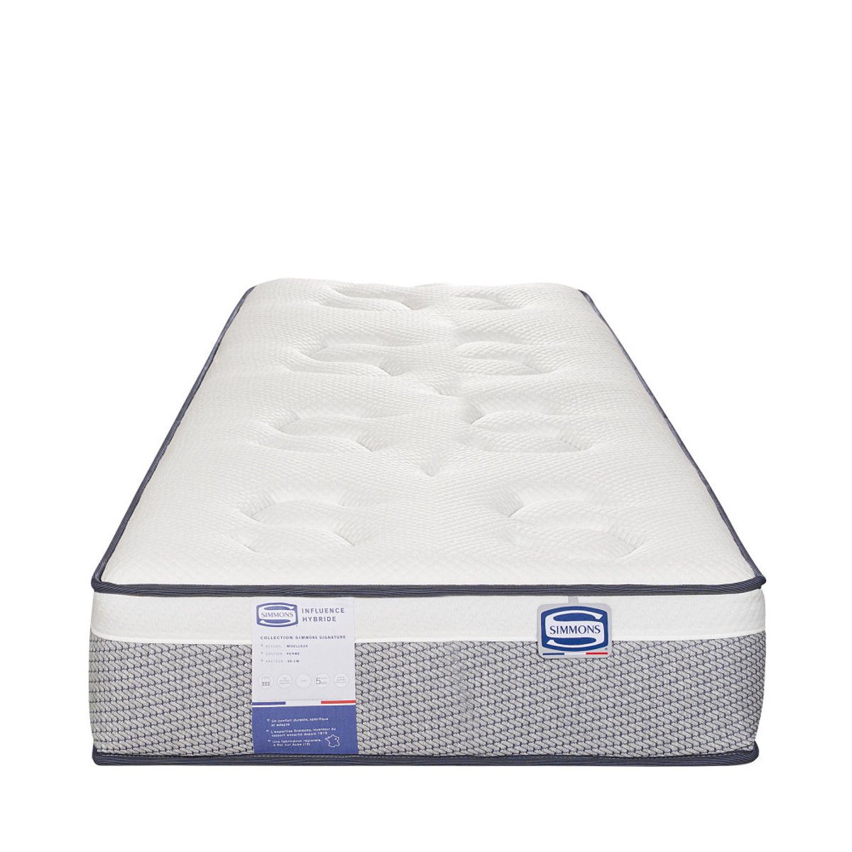 Matelas 100% ressorts et latex, accueil enveloppant- INFLUENCE-HYBRIDE couleur unique, SIMMONS