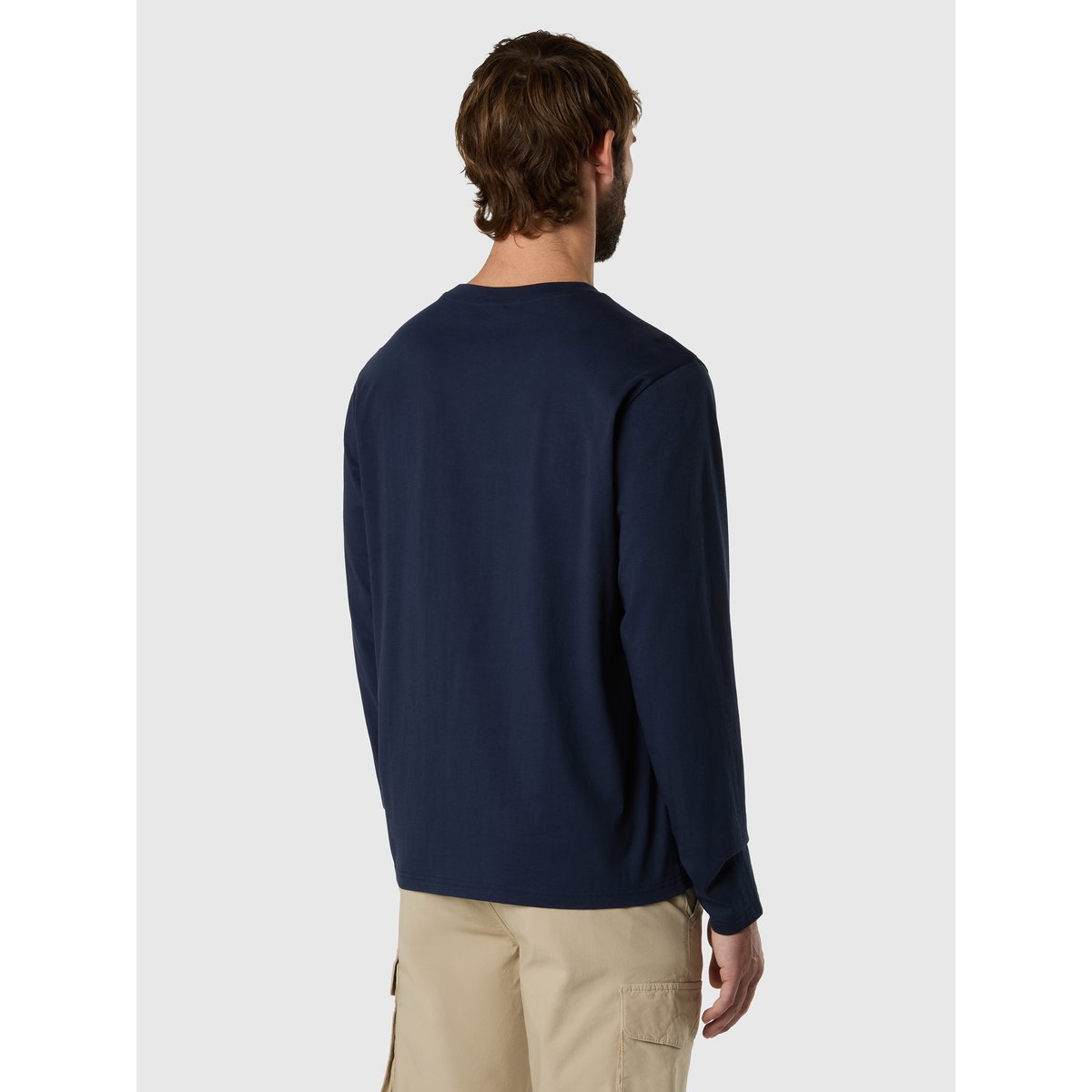 T-shirt à manches longues avec écusson de logo bleu marine, NORTH SAILS