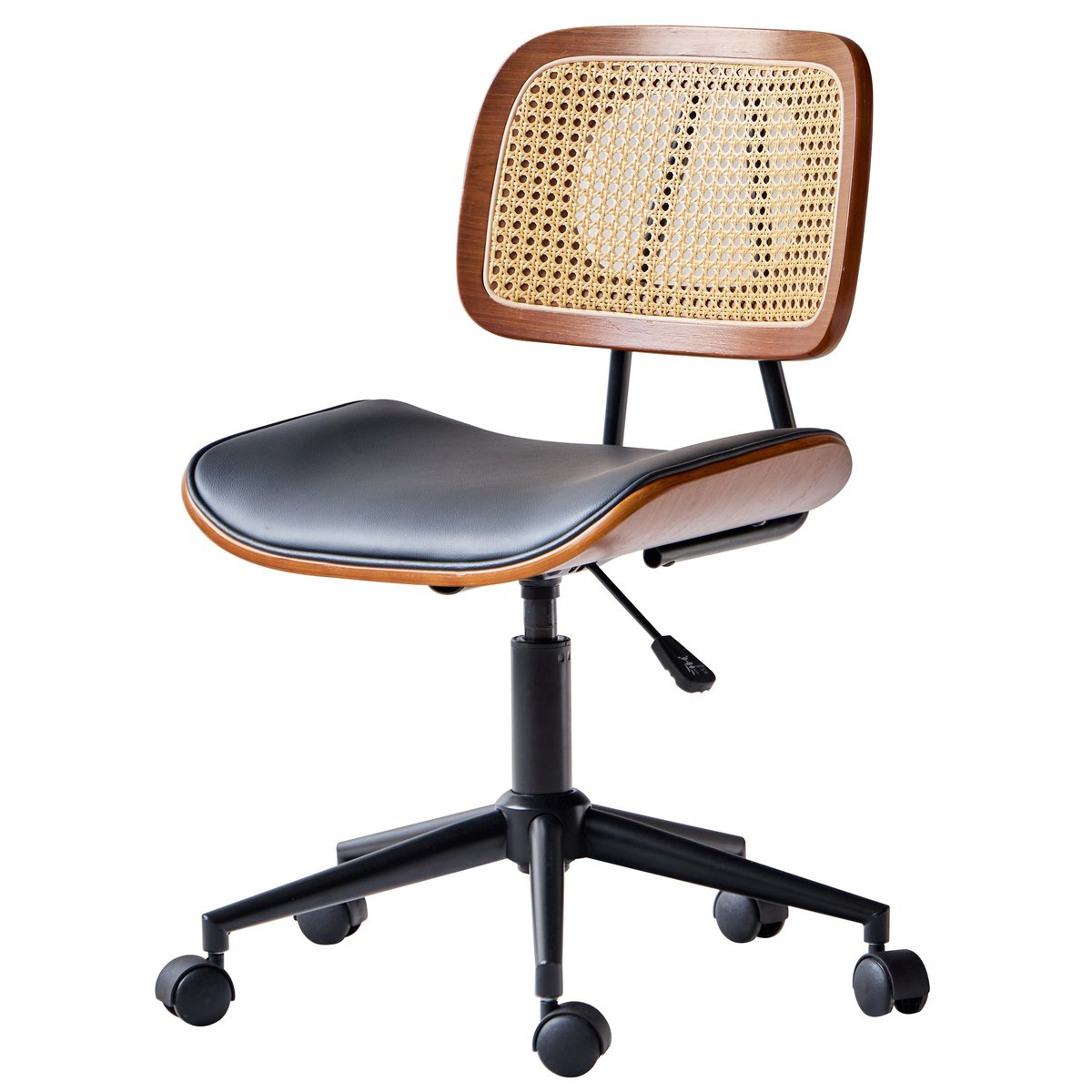 Chaise de bureau en bois et cannage, HERNING noir, NORDLYS