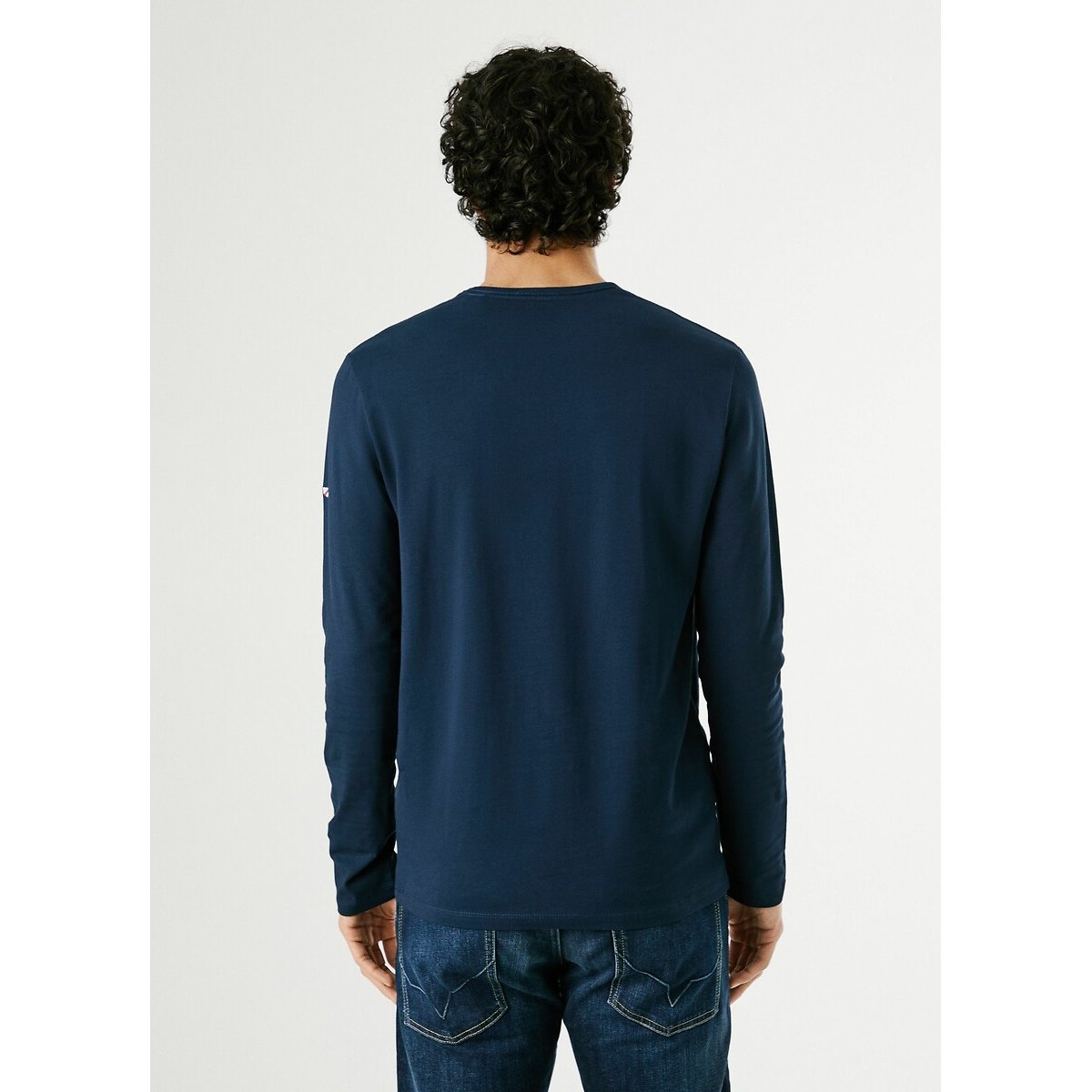 T-shirt manches longues stretch Original bleu marine, PEPE JEANS
