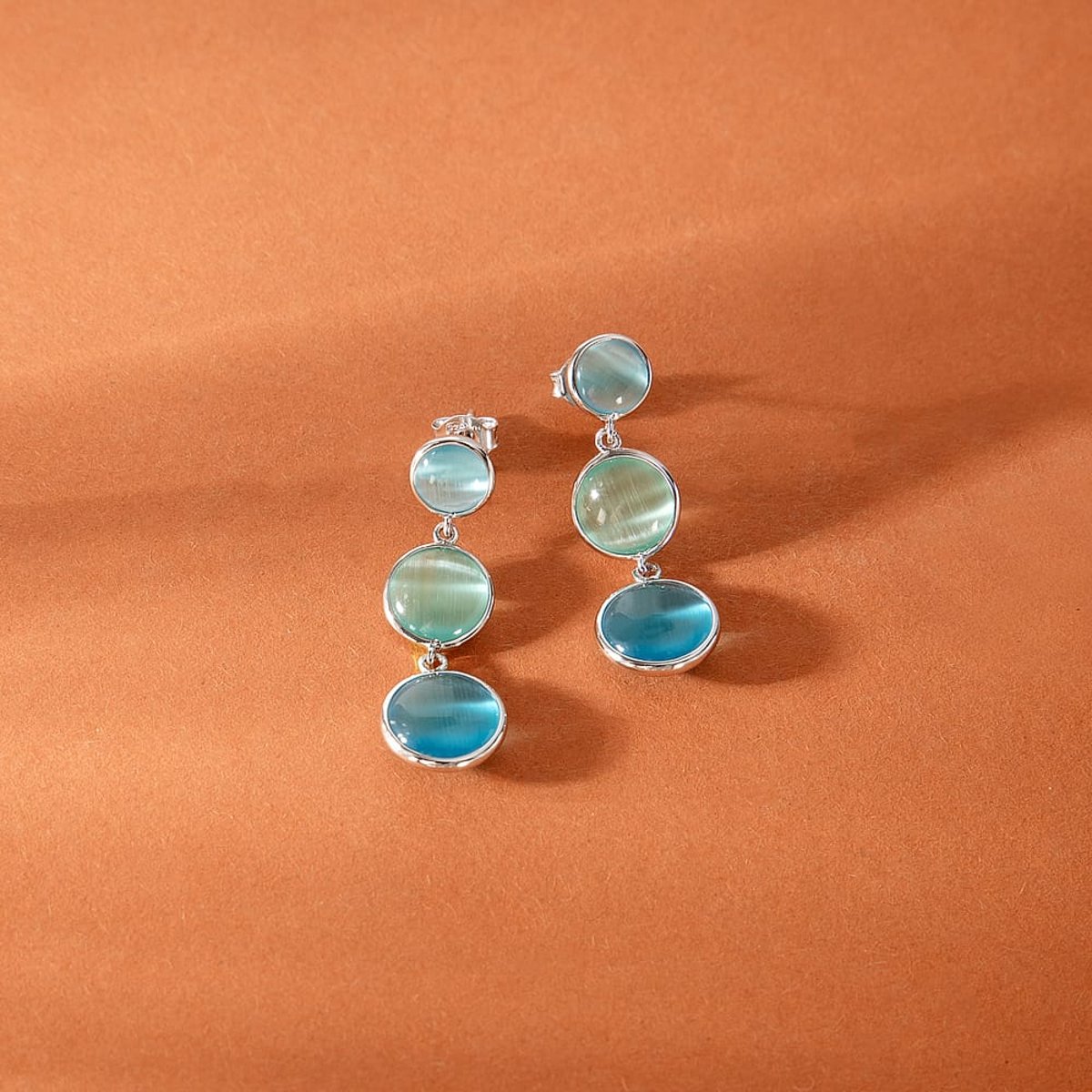 Boucles d'oreilles en Pierre œil De Chat/recycled Silver 925/1000/tiger Eye Stone et Pierre œil de chat argent, MORELLATO