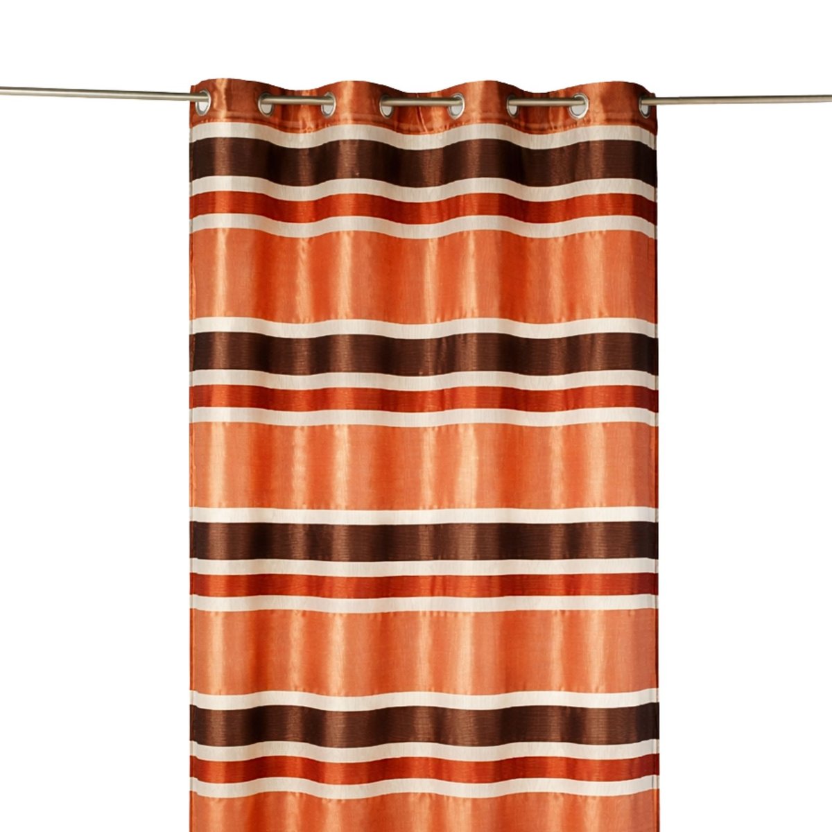 Voilage organza coloré aux rayures horizontales marron chocolat, HOME MAISON