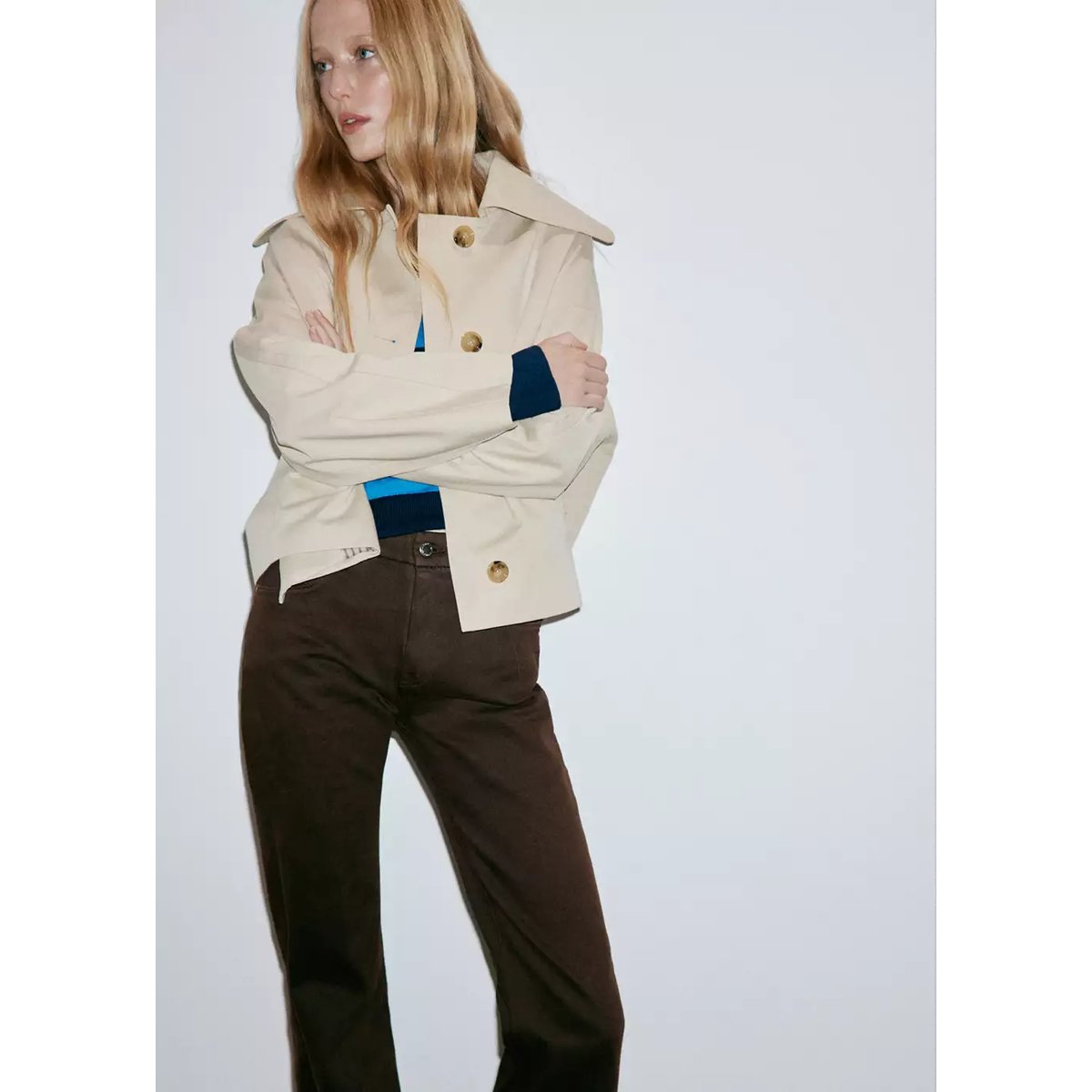 Jean flare taille haute chocolat, MANGO