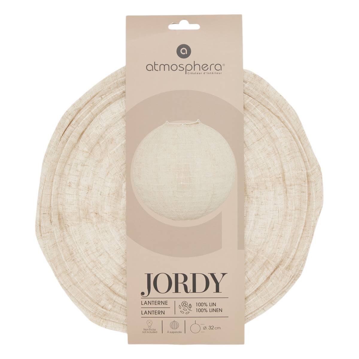 Lanterne boule en lin JORDY blanc, ATMOSPHERA