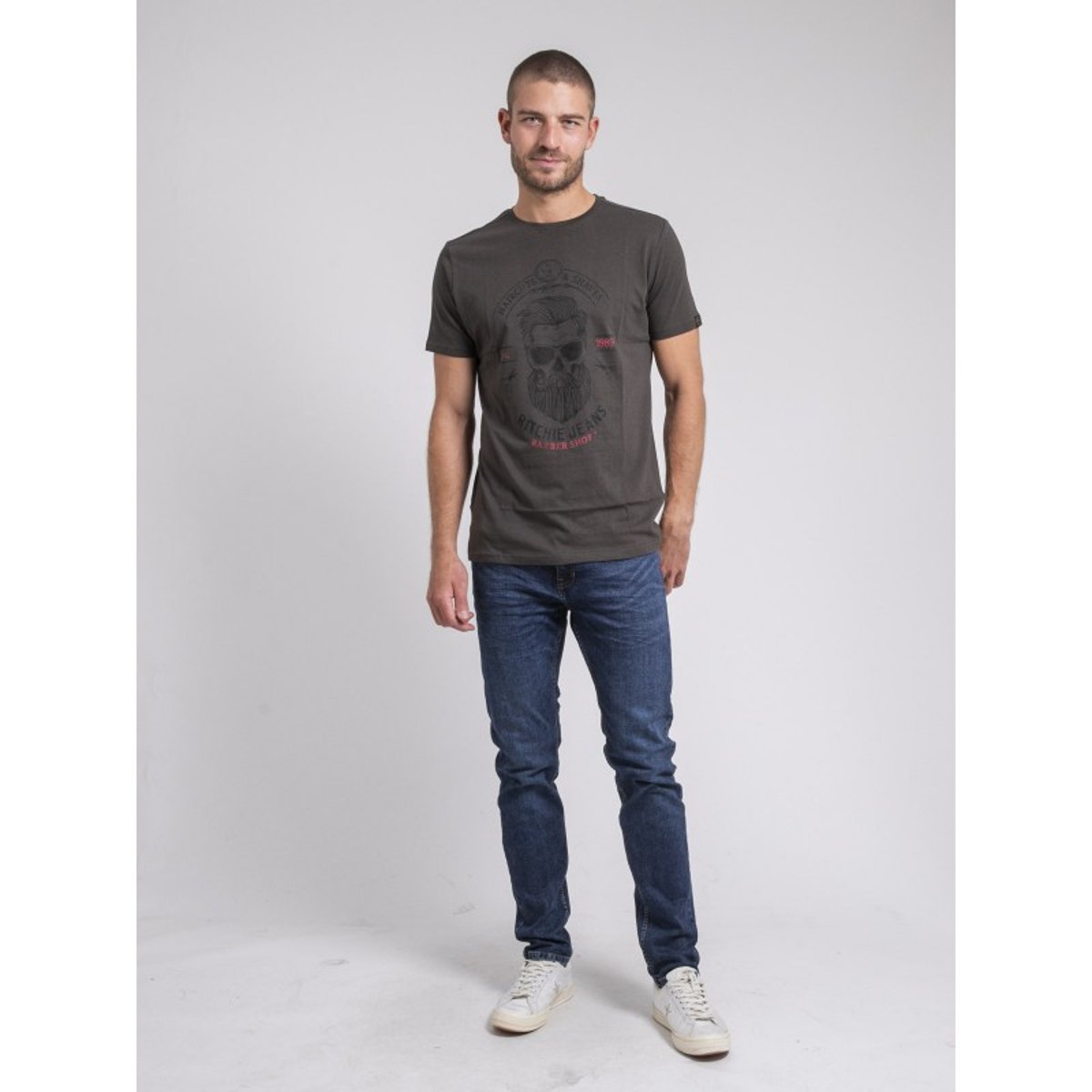 T-shirt Col Rond Pur Coton Jusix gris, RITCHIE