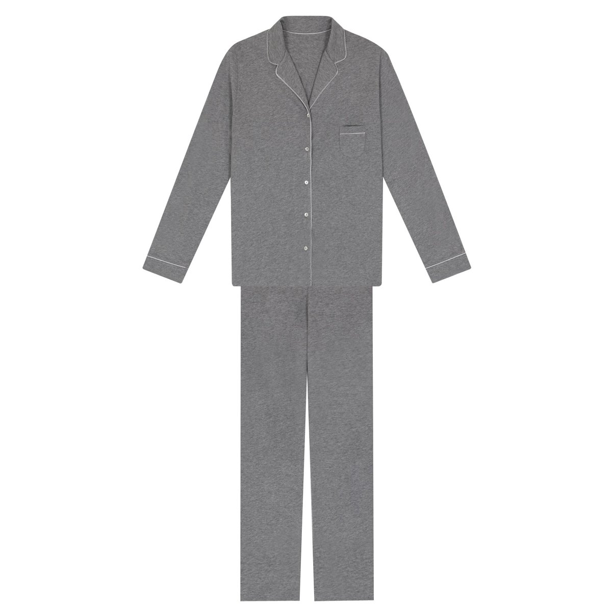 Pyjama boutonné en coton modal LES INTEMPORELLES A06 gris chiné, LE CHAT