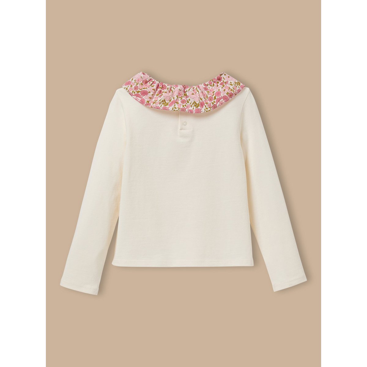 T-shirt col tissu Liberty ecru, CYRILLUS