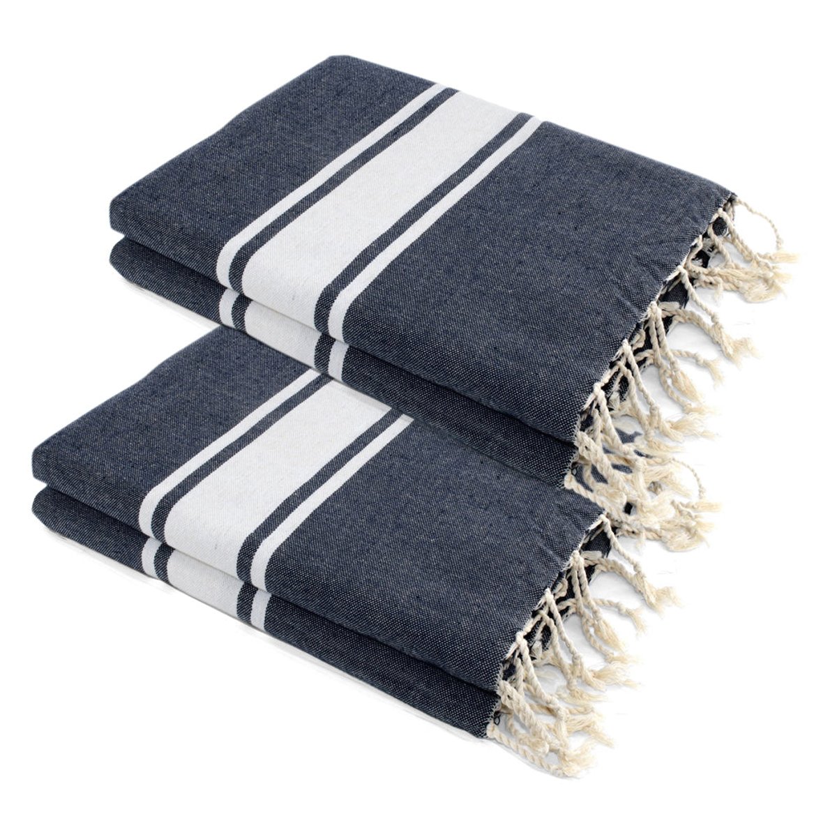Lot de 2 foutas XXL coton ST TROPEZ bleu jean, FEBRONIE