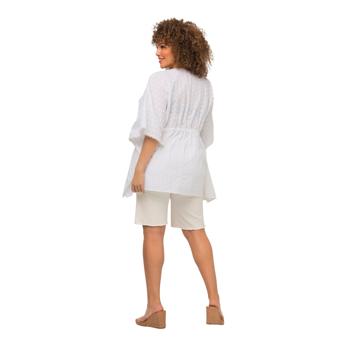 Blouse style kimono oversized à manches 3/4. blanc neige, ULLA POPKEN
