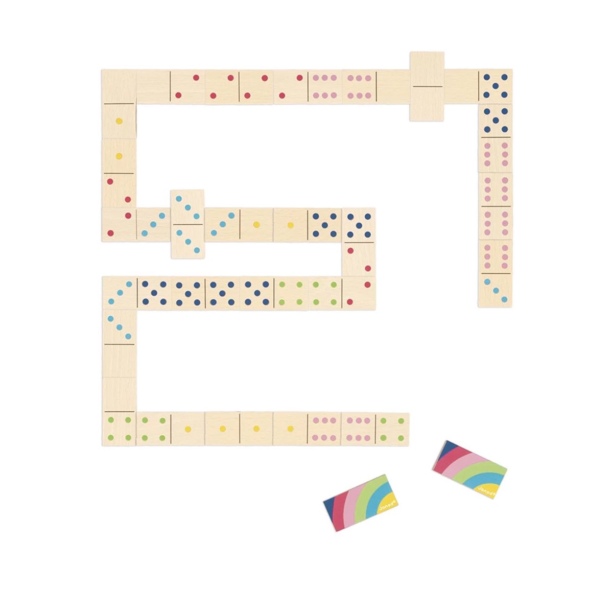 Jeu De Dominos En Bois 28 Pièces couleur unique, JANOD