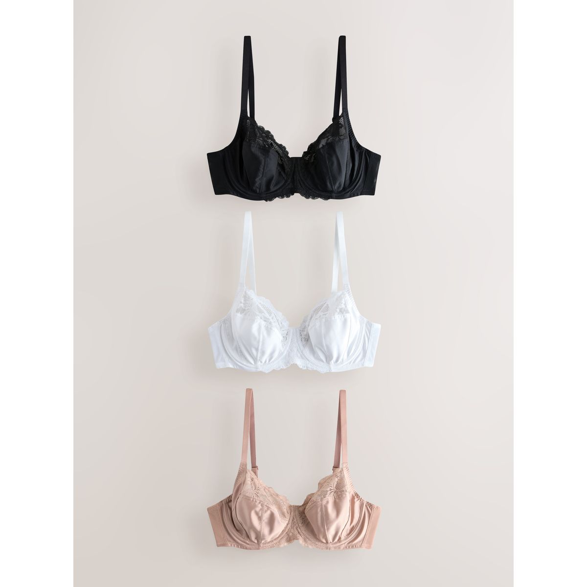 Lot de 3 soutiens-gorge noir/blanc/nuit/praline, NEXT