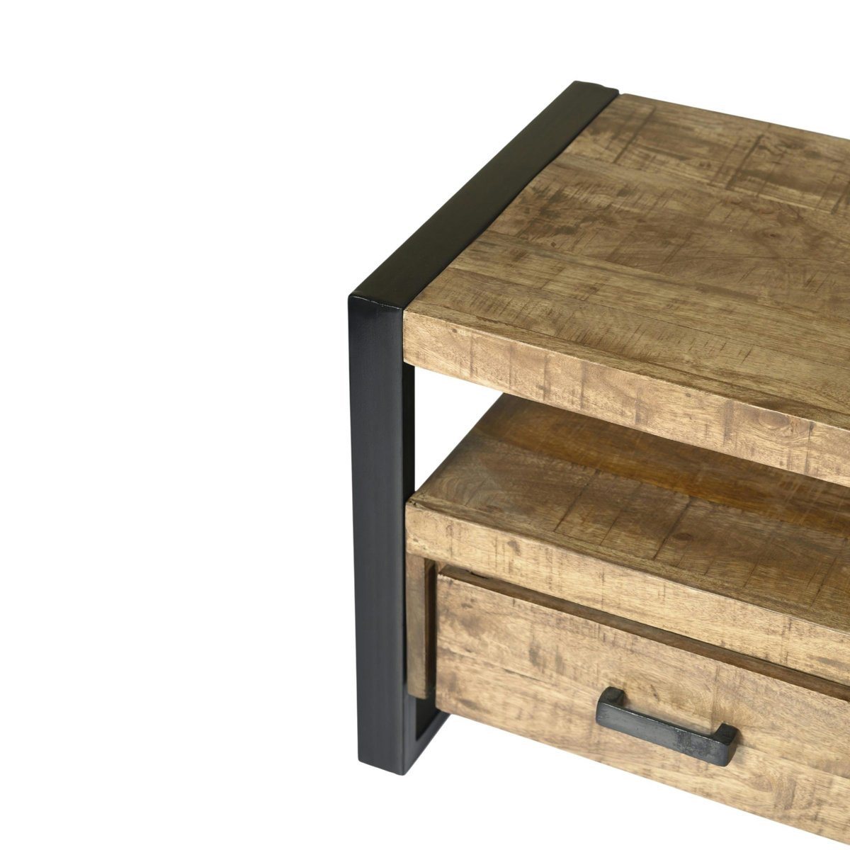Meuble TV bois métal à double plateau KARGO bois naturel, PIER IMPORT