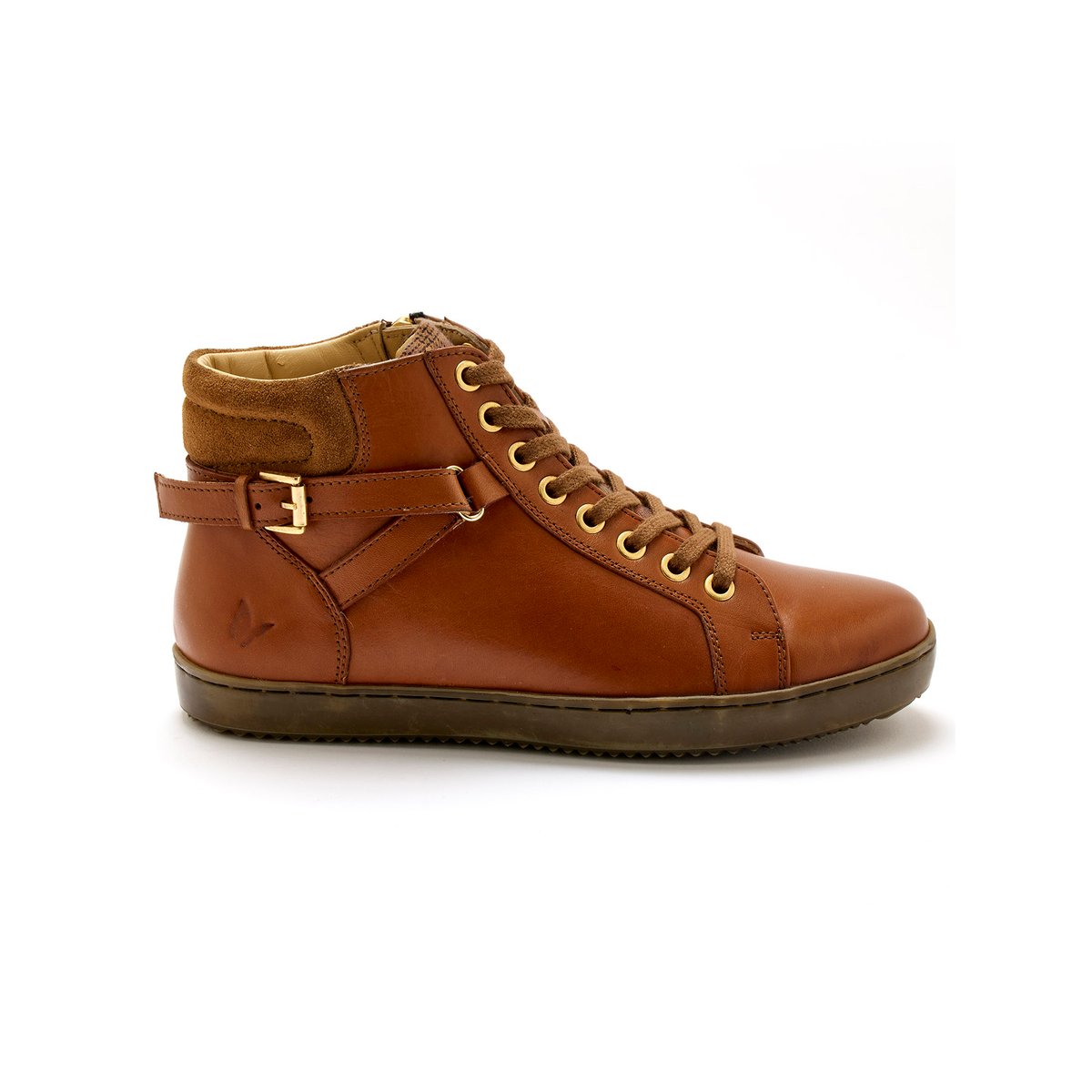 Sneakers montantes lacées et zippées marron, PEDICONFORT