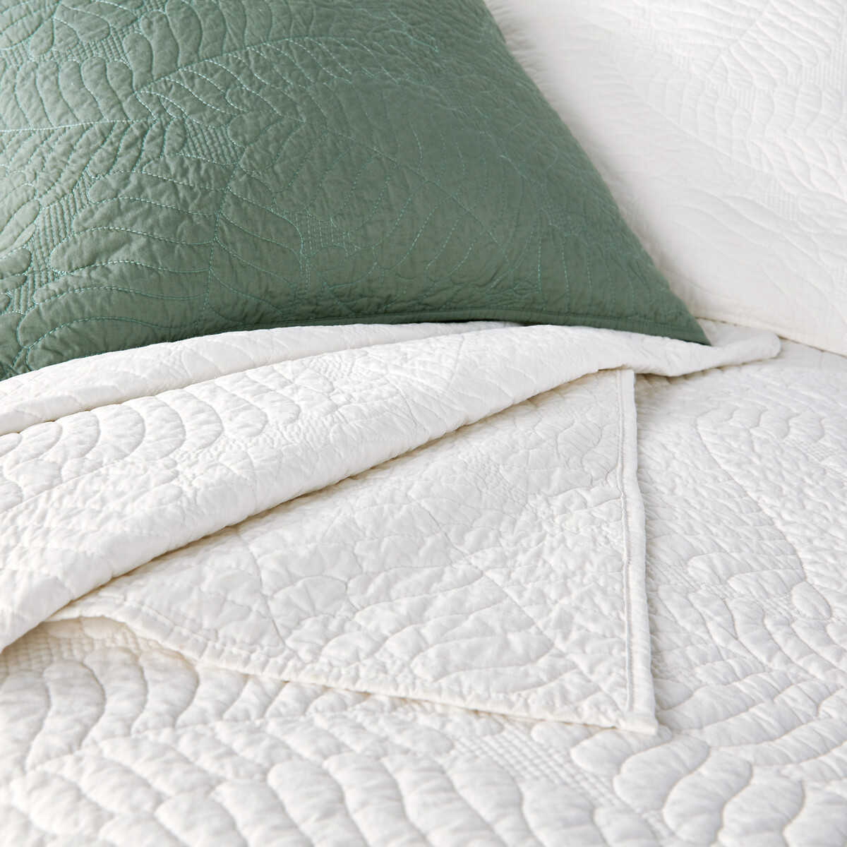Couvre lit boutis matelassé coton Tropical blanc, LA REDOUTE INTERIEURS