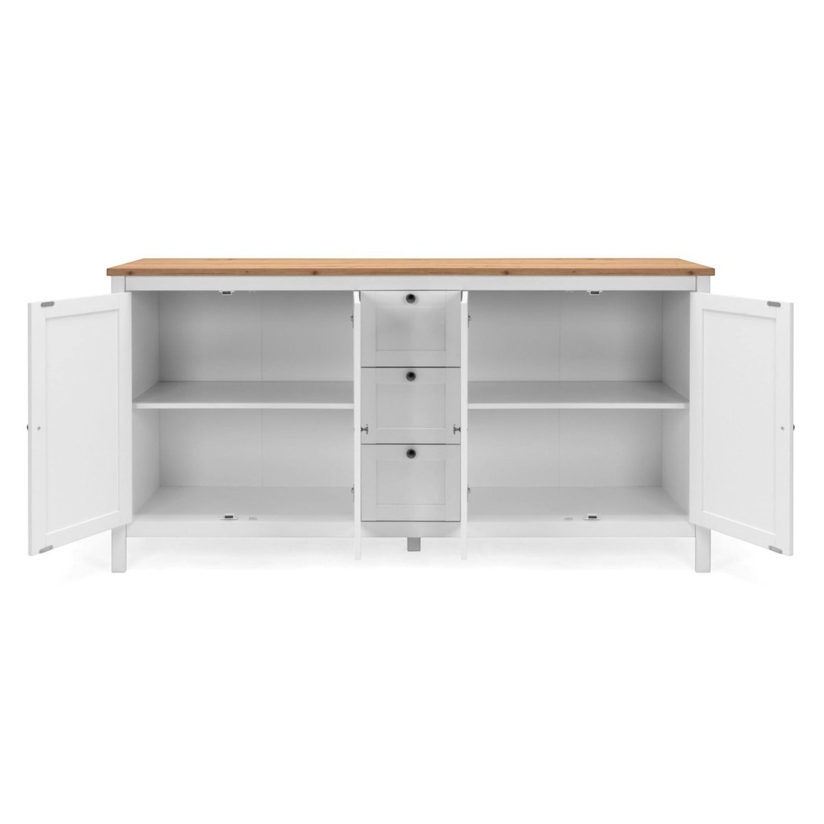 Buffet style campagne 4 portes 3 tiroirs VENZA blanc, PIER IMPORT