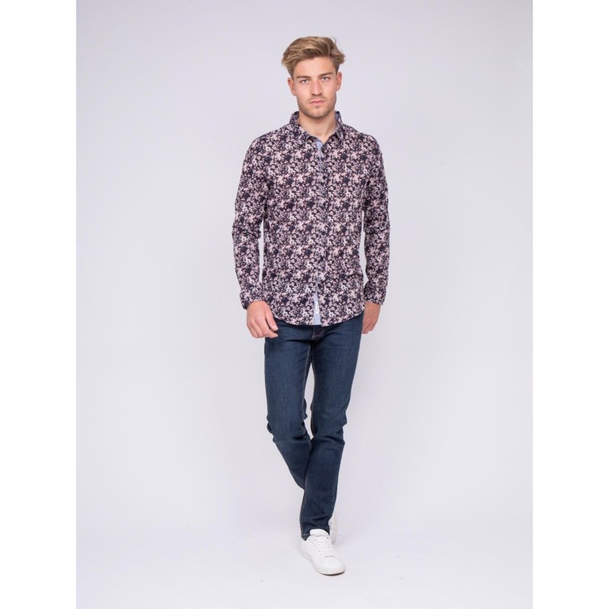 Chemise Manches Longues à Motif Danael bleu marine, RITCHIE