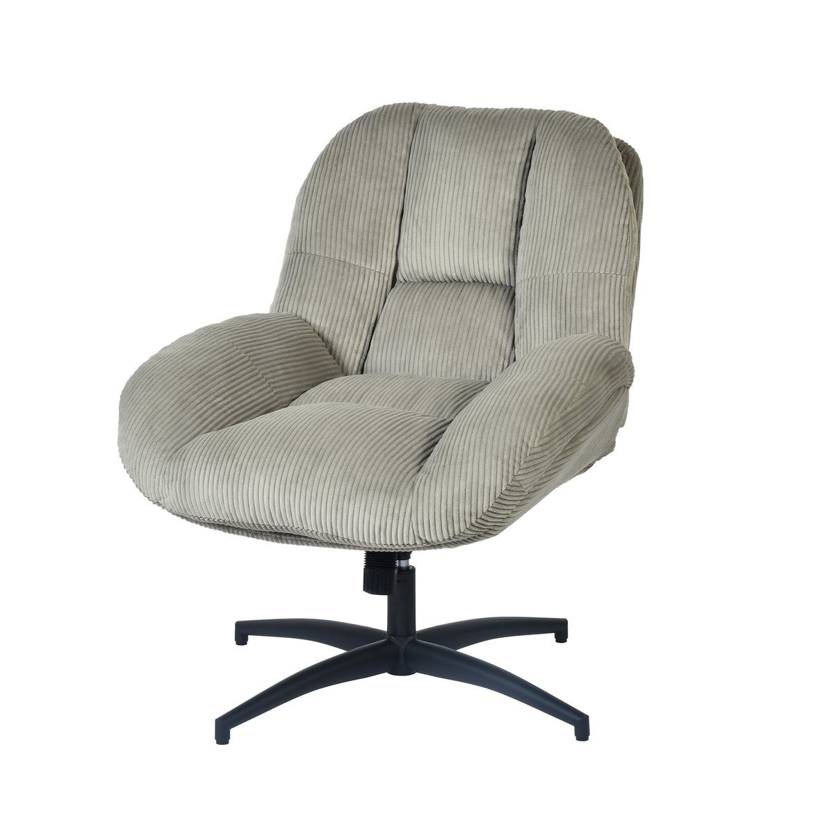 Chaise de bureau pivotante avec dossier inclinable en velours côtelé, LITHOPSFIX CORDO gris, MEUBLES COSY