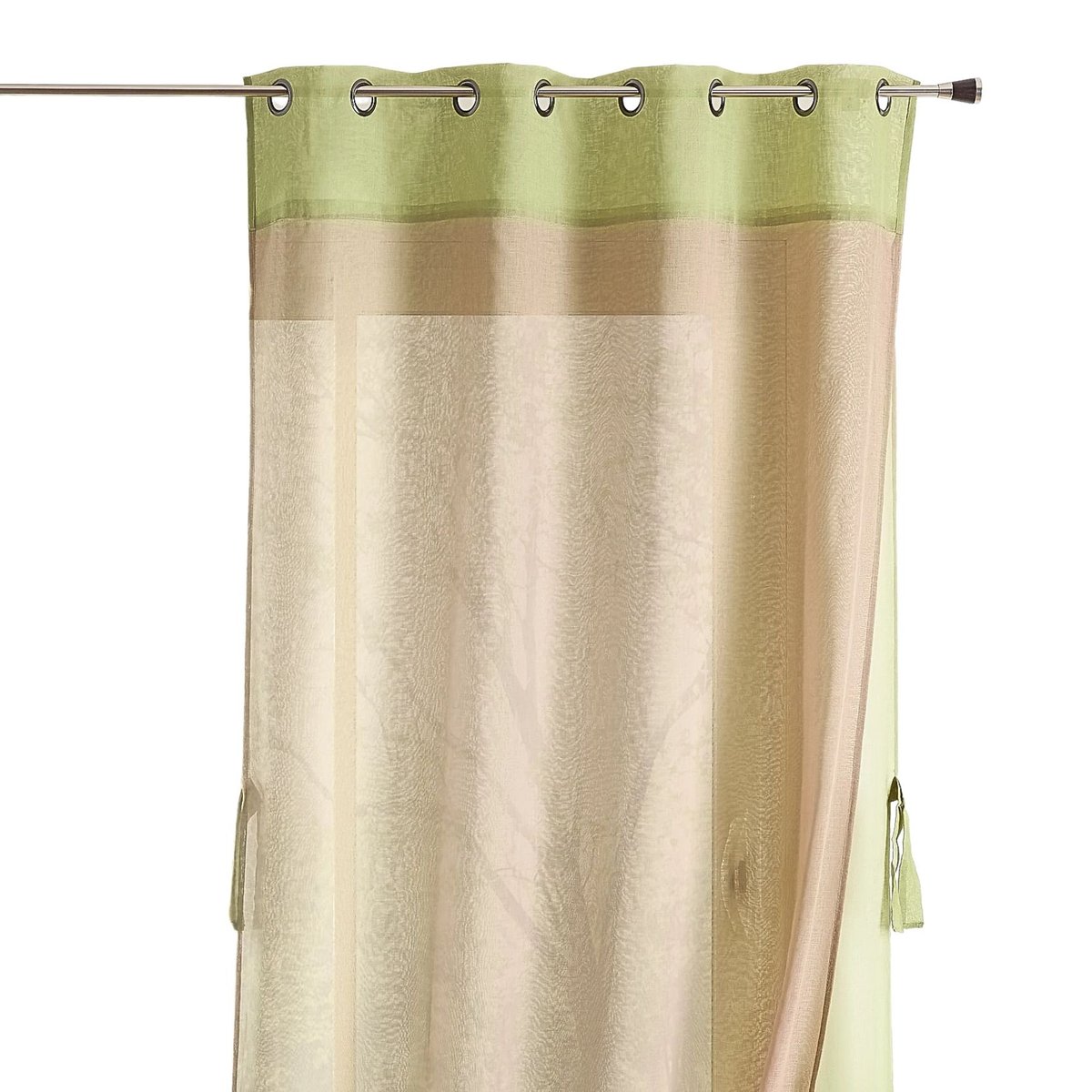 Voilage double avec parement contrasté vert clair, HOME MAISON