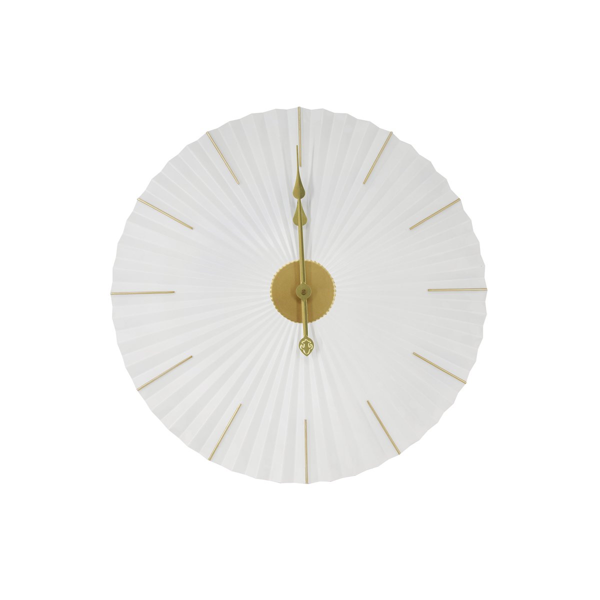 Horloge murale ronde en métal clair Origami blanc, doré, ART FOR THE HOME