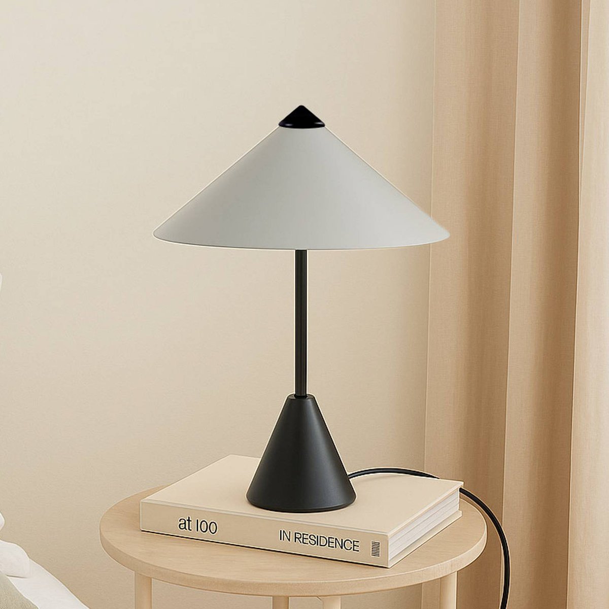 Lampe à poser en métal moderne, Norvik noir, gris clair, LINDBY