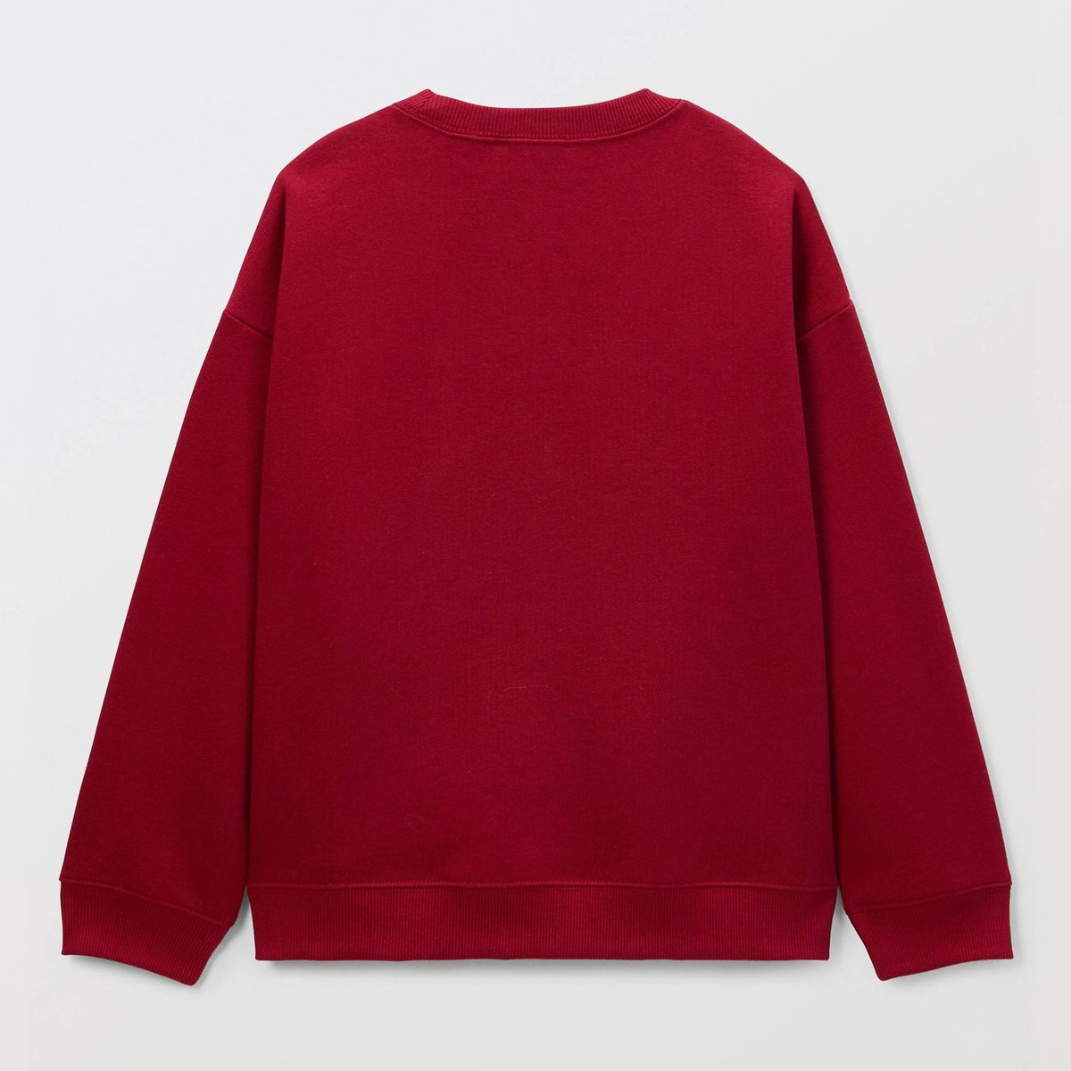 Sweat col rond doublé sherpa avec broderie en coton bordeaux, MONOPRIX