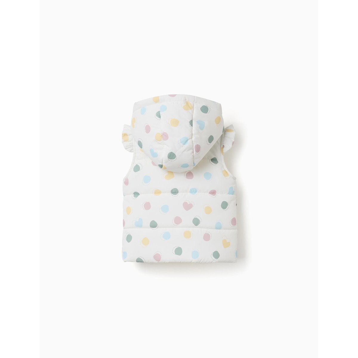 Doudoune sans manches avec capuche et motif cœurs et pois blanc, ZIPPY