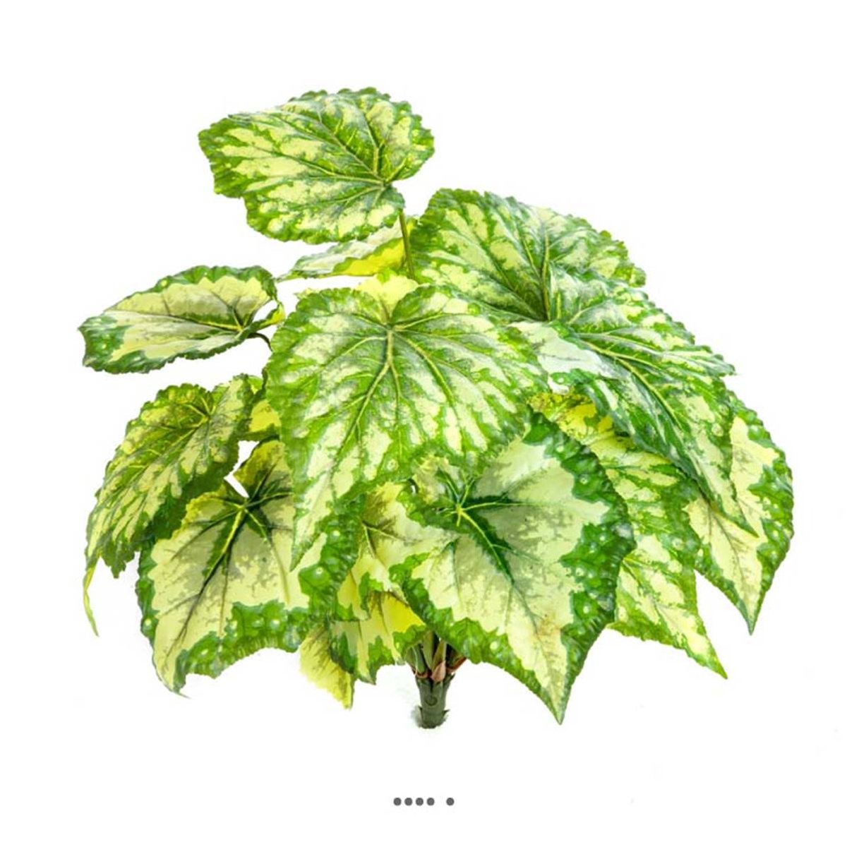 Bégonia artificiel en piquet 23 feuilles, H 34 cm Vert Jaune vert, ARTIFICIELLES