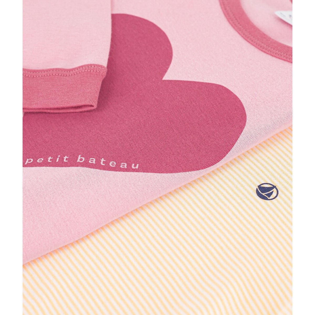 Lot de 2 pyjamas en coton rayé + rose, PETIT BATEAU