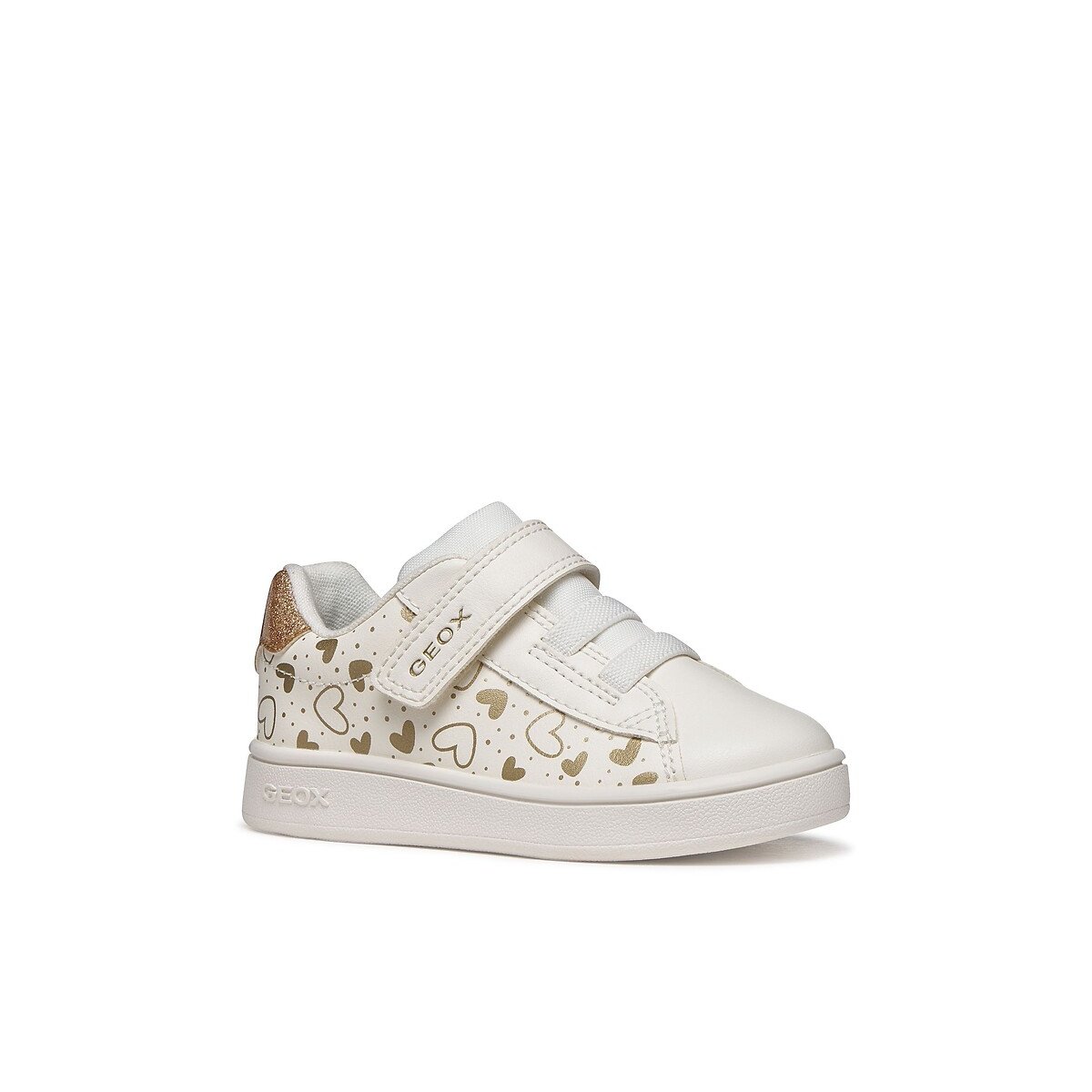 Baskets respirantes ECLYPER, lacets élastiques blanc/doré, GEOX