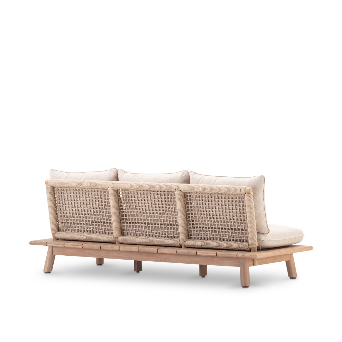 Canapé, bois, RODAS bois claire, corde et coussin en beige, DEFORA HOME