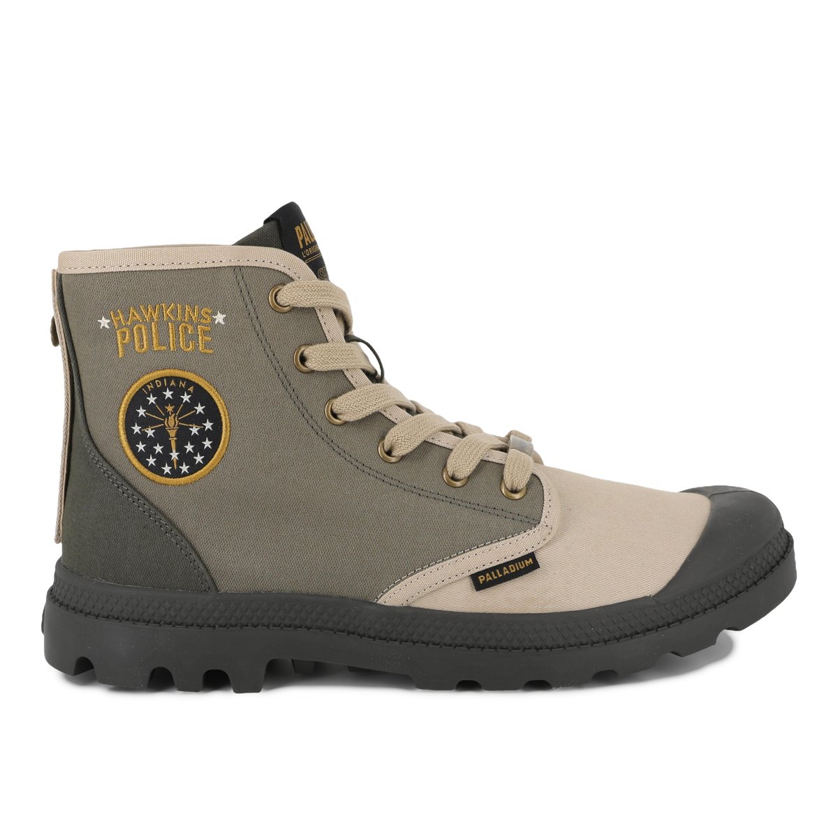 Baskets montantes en coton PAMPA HAWKINS POLICE vert-dusky green, PALLADIUM