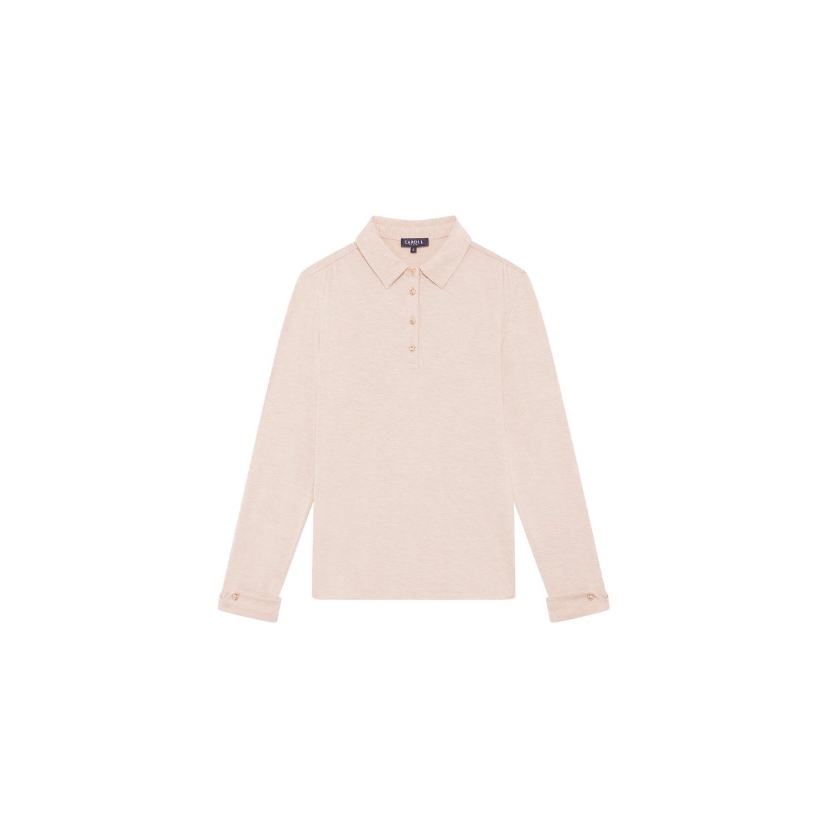 T-shirt droit col chemise TNINE beige, CAROLL