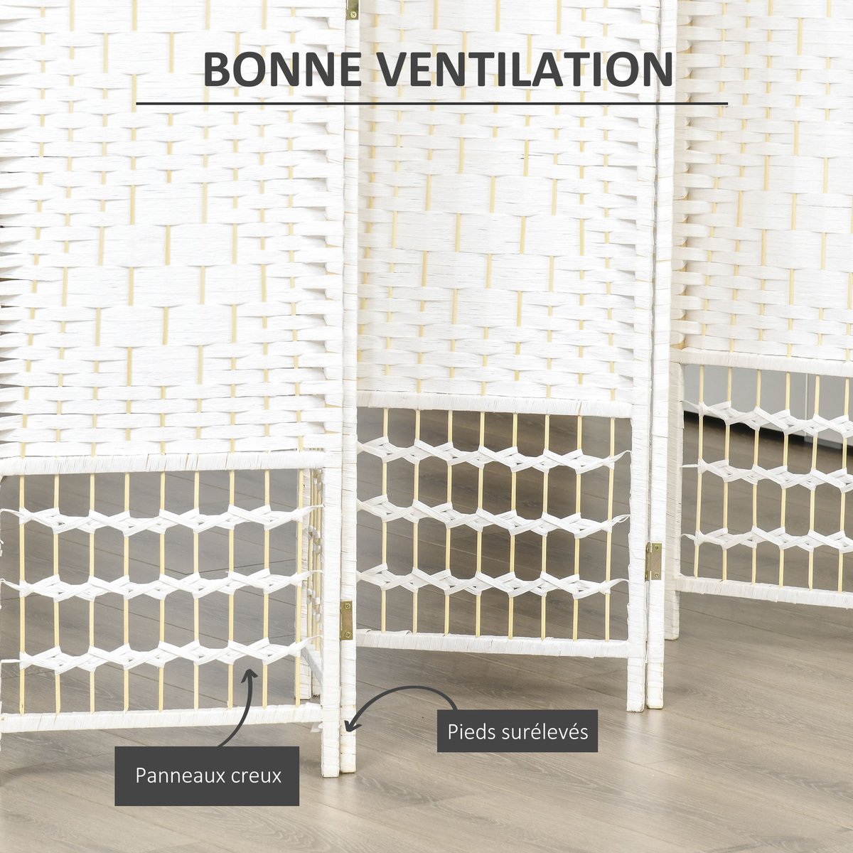 Écran de confidentialité Fibre de papier blanc, HOMCOM