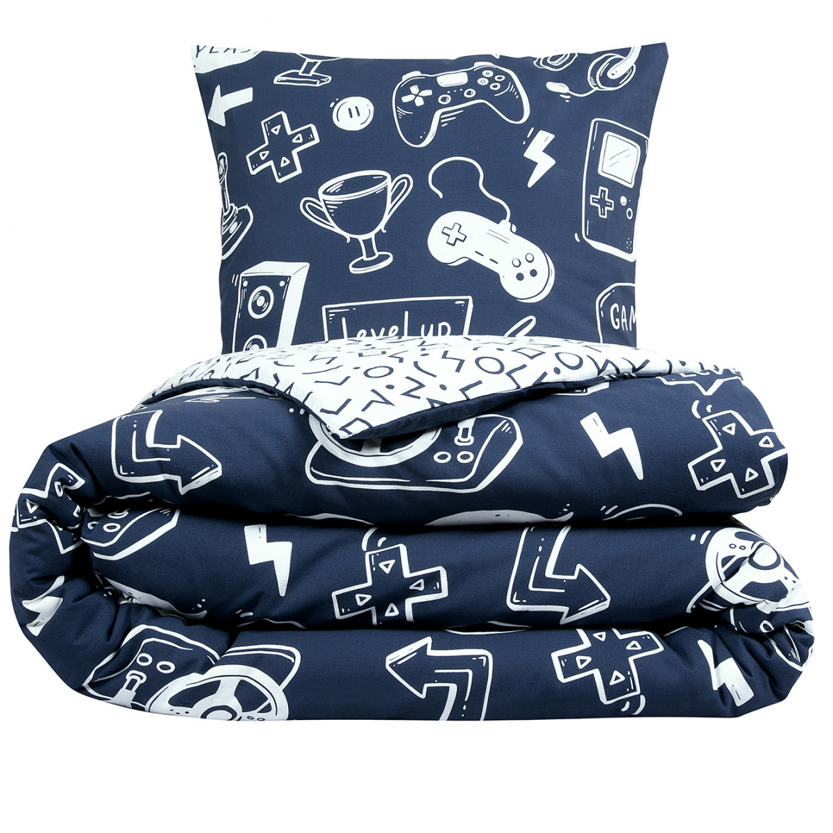 Parure de lit jeux vidéos en coton GEEK bleu, FUTURE HOME
