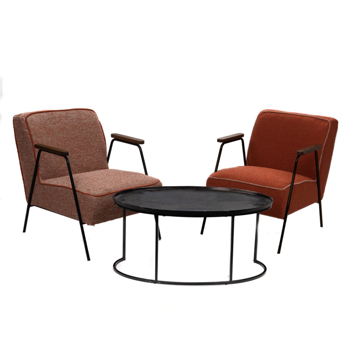 Fauteuil en tissu chiné   Huggy orange, AMADEUS