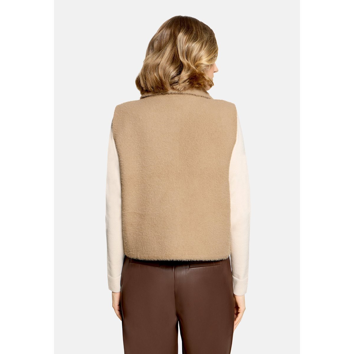 Veste sans manches en maille à col beige, BETTY BARCLAY