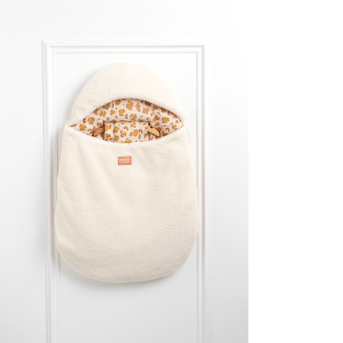 Nid d'ange bébé 5 attaches en sherpa et intérieur gaze de coton ecru, SAUTHON