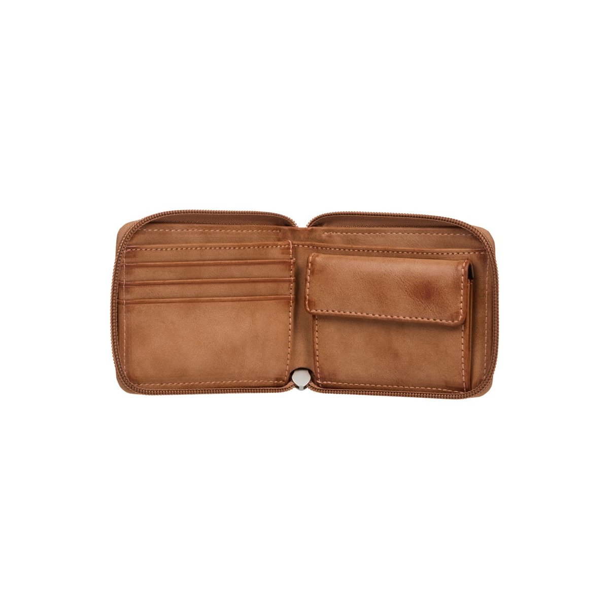 Portefeuille zippé RYKES. marron leather brown, DC SHOES
