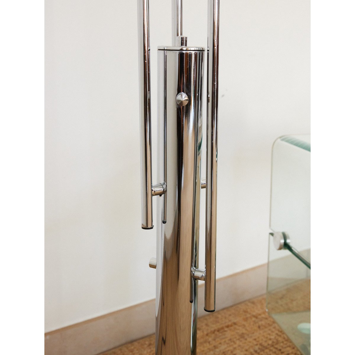 Lampadaire 3 branches en chrome Julien N°436 - Bon état gris, DEBONGOUT