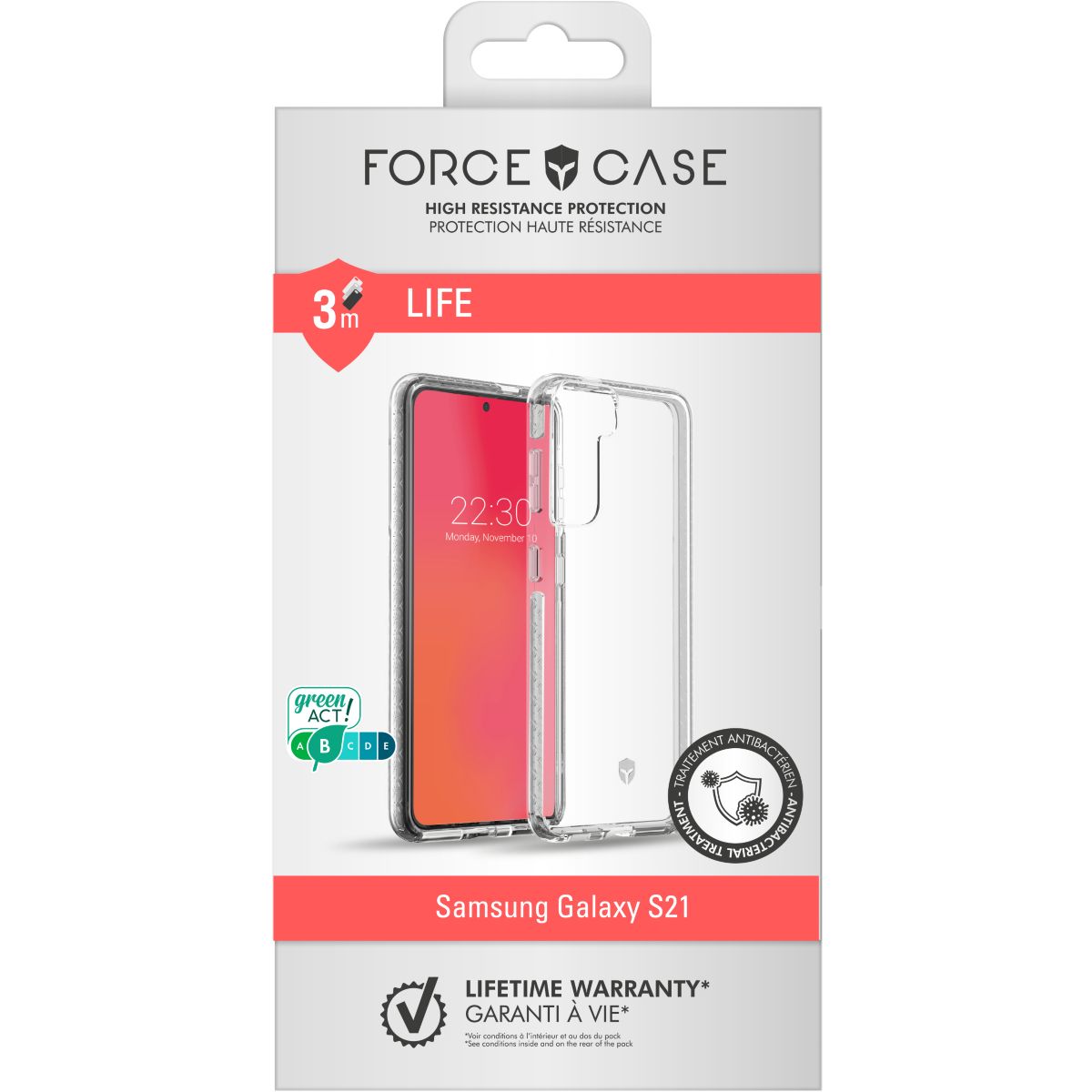 Coque Galaxy S21 Life transparent couleur unique, FORCE CASE