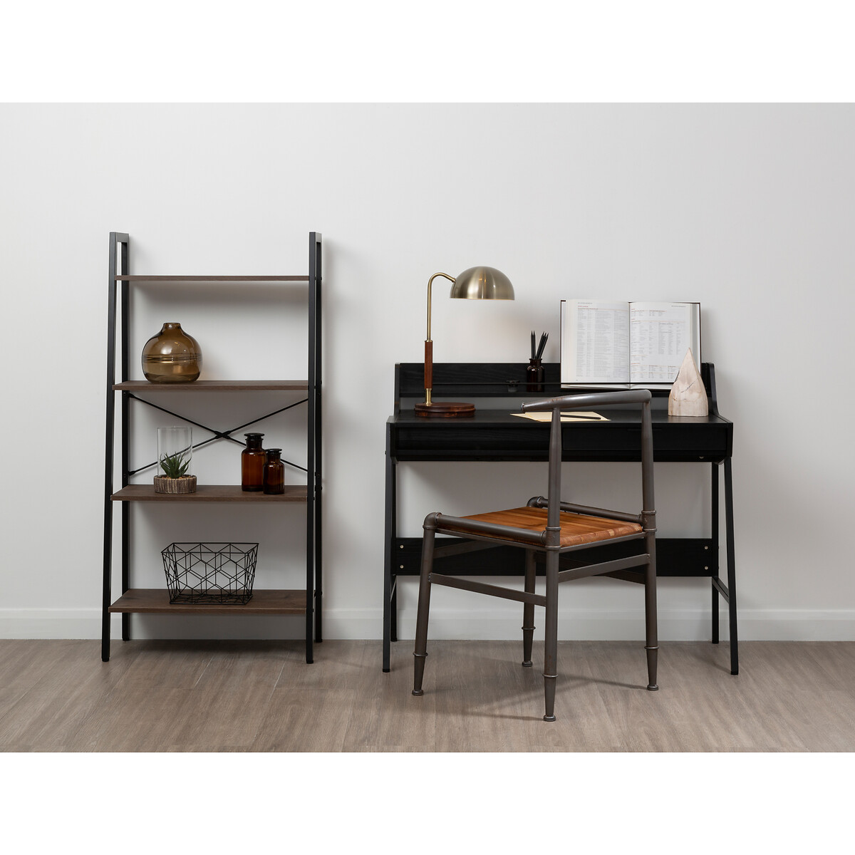 Harlan 4-Tier Ladder Shelf brown              , SO'HOME