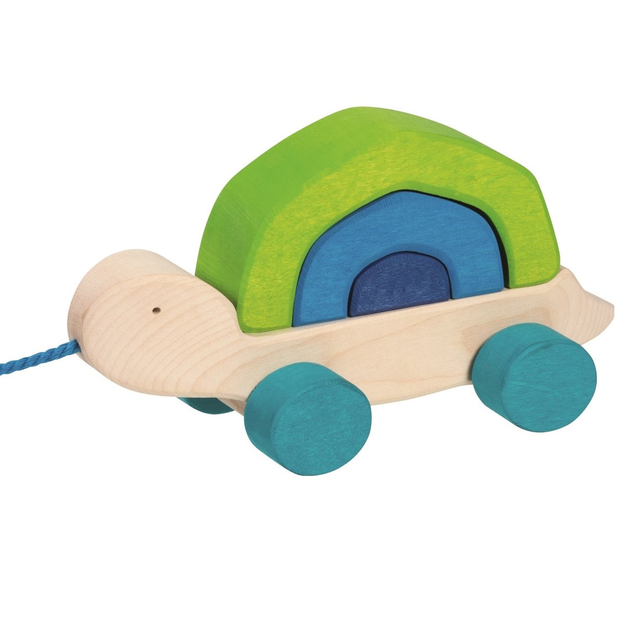Tortuga tortue en bois à tirer vert, GOKI