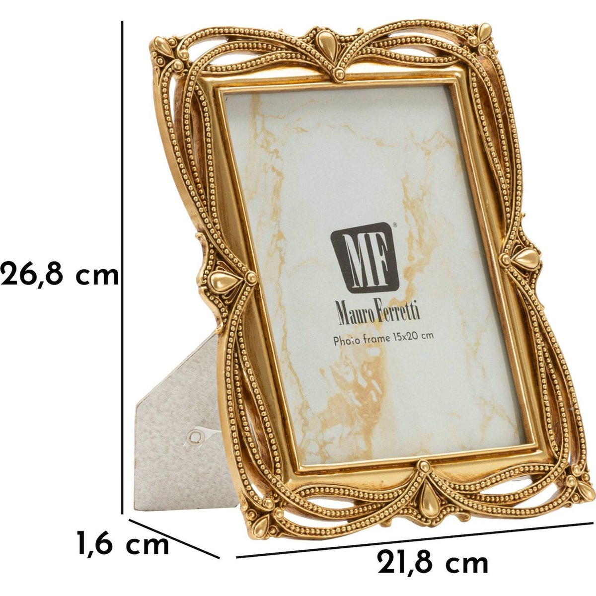 Cadre photo bord tressé sous verre GLAM doré, RECOLLECTION
