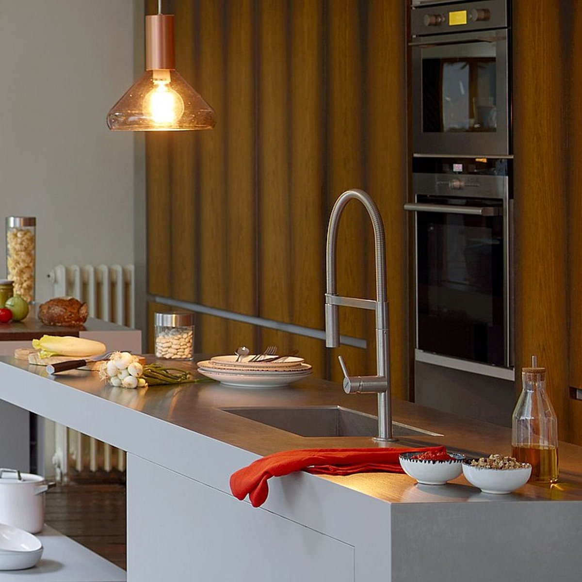 Lot de 3 torchons en coton AVIGNON rouge, HABITAT