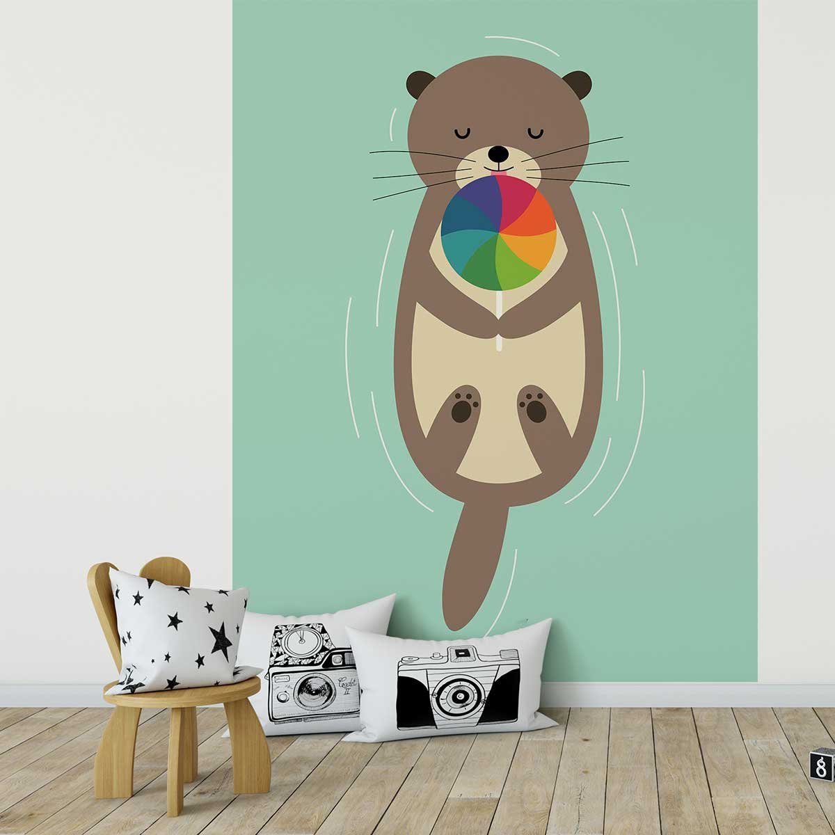 Papier peint loutre en baignade intissé, HEXOA
